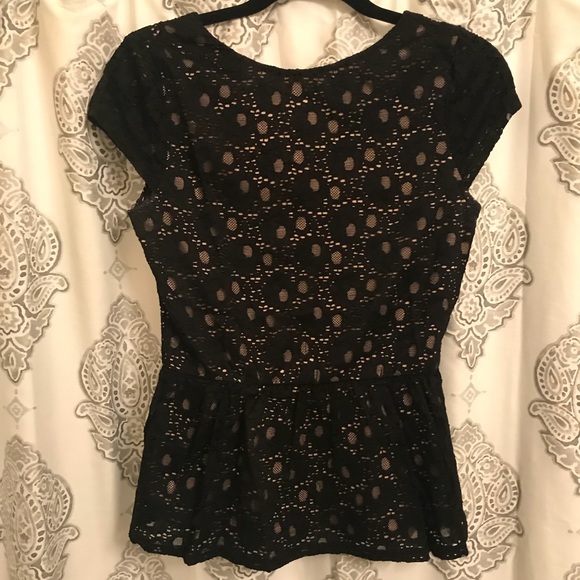 Black Lace Peplum Top - Picture 1 of 3