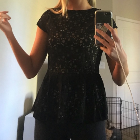 Black Lace Peplum Top - Picture 2 of 3
