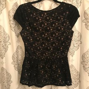 Black Lace Peplum Top