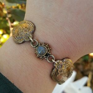 Hand made spoon bracelet with moonstone