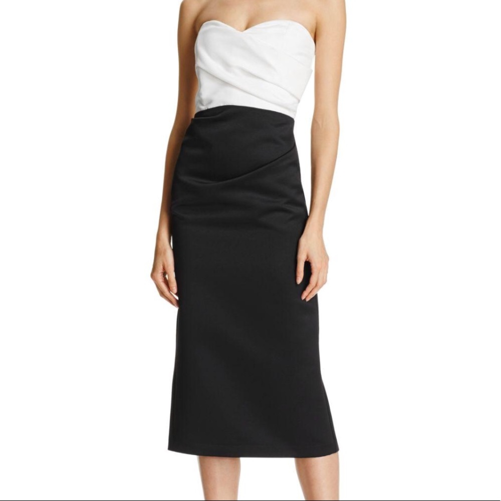 Parker Black Eliana Satin Colorblock Dress NWT
