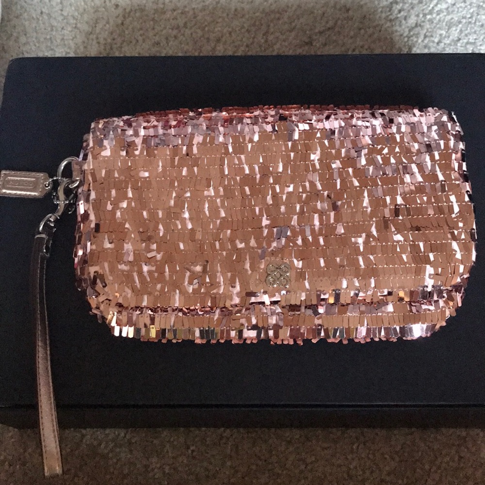 Pink Sequin Coach clutch