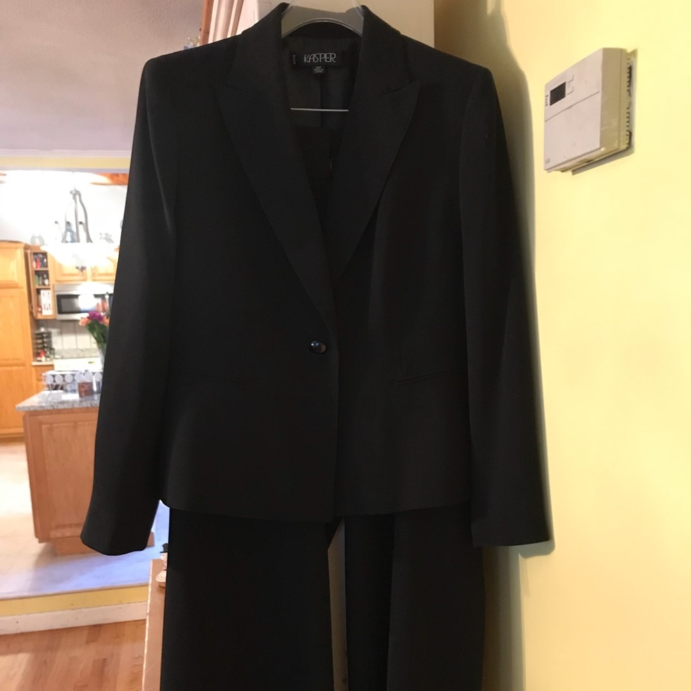 Classic black Kasper pantsuit