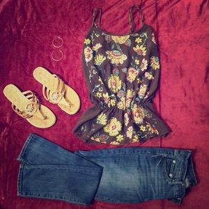 **SANS SOUCI** Sheer, Sequined, Floral Camisole