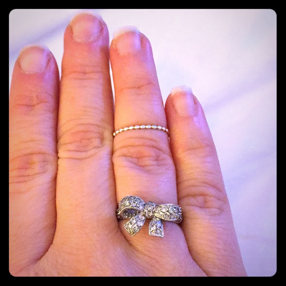 Silver & Gemstone Bow Ring