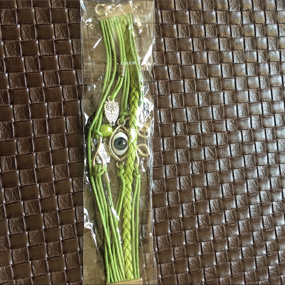 NWT multi strand leather bracelet lime green