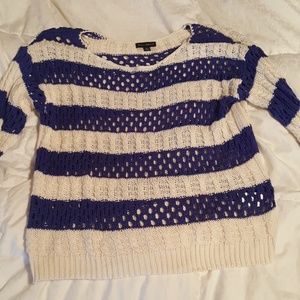 Willi Smith blue and white knit sweater