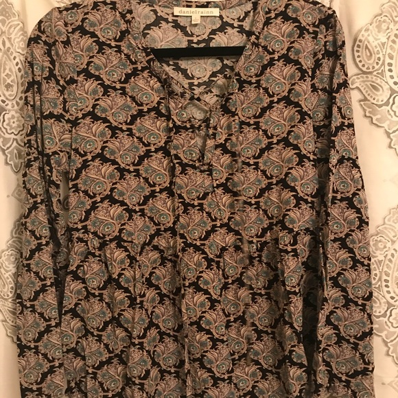 Patterned Lace Up Bell Sleeve Peplum Top - Picture 4 of 6