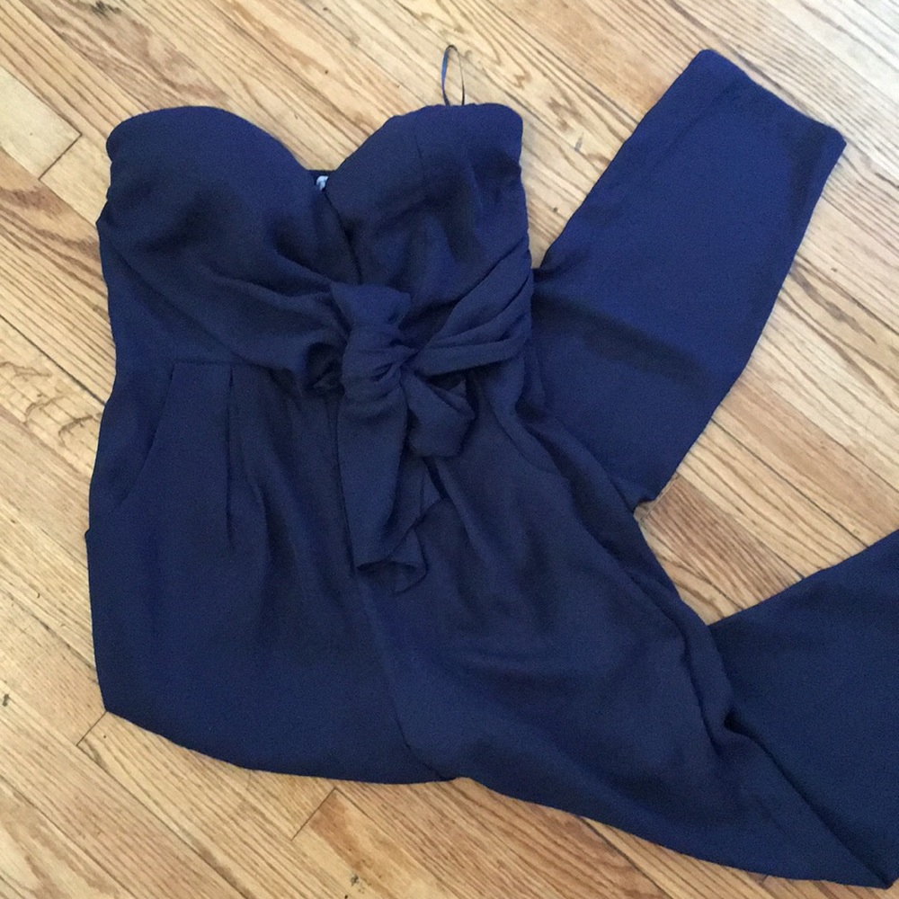 Chiffon strapless one piece jumpsuit