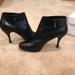 Black leather booties