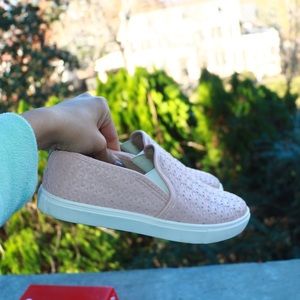 Pink Steve Madden quilted slip on shoes