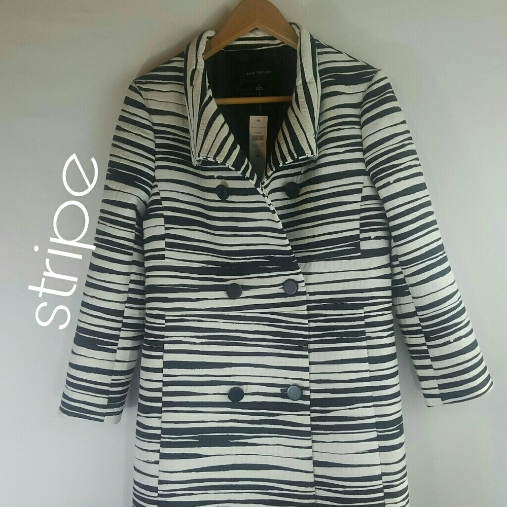 NWT Ann Taylor Jacquard Zebra Coat
