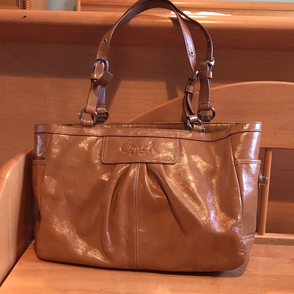 Coach caramel patent leather tote
