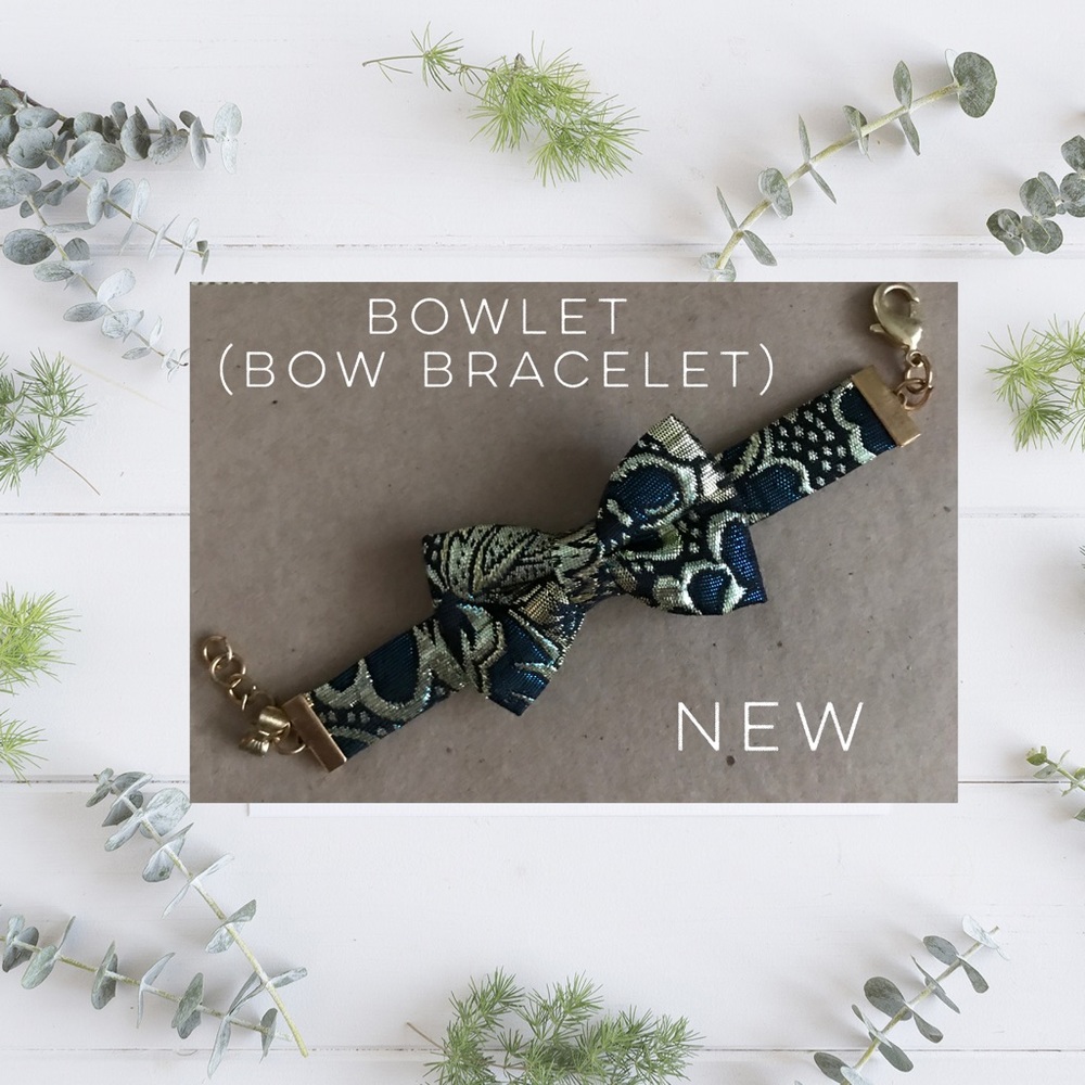 Bow Bracelet Peacock and Gold Jacquard