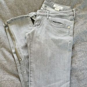 H&M grey super sqin jeans with zipped legs
