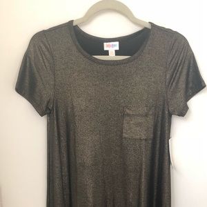 XXS LuLaRoe Black/Gold Glitter Elegant Carly, NWT