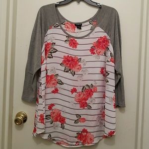 TORRID floral raglan top