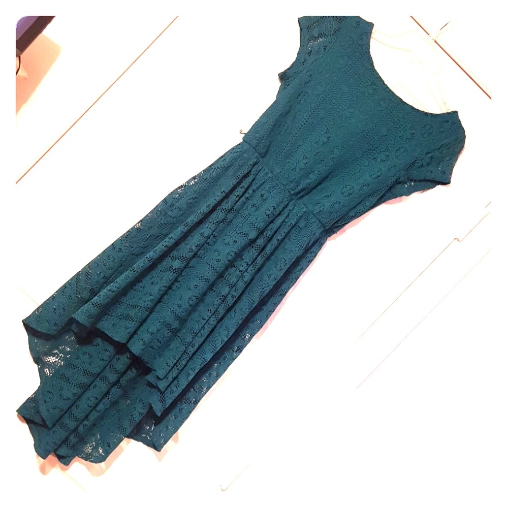 Teal green high-low dress