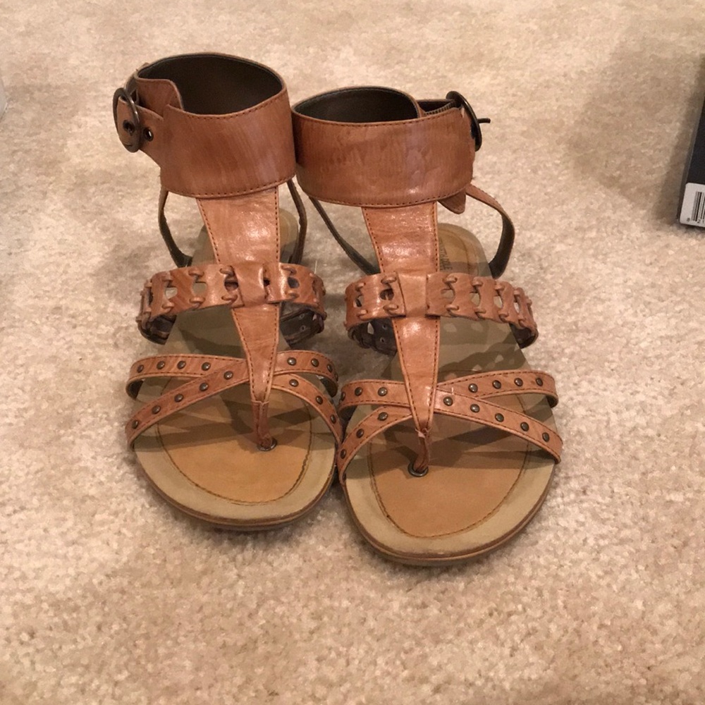 Camel colored gladiator sandals