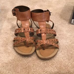 Camel colored gladiator sandals