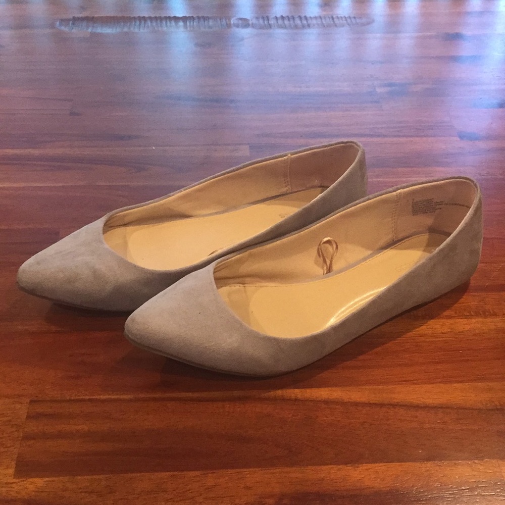 Gray suede flats