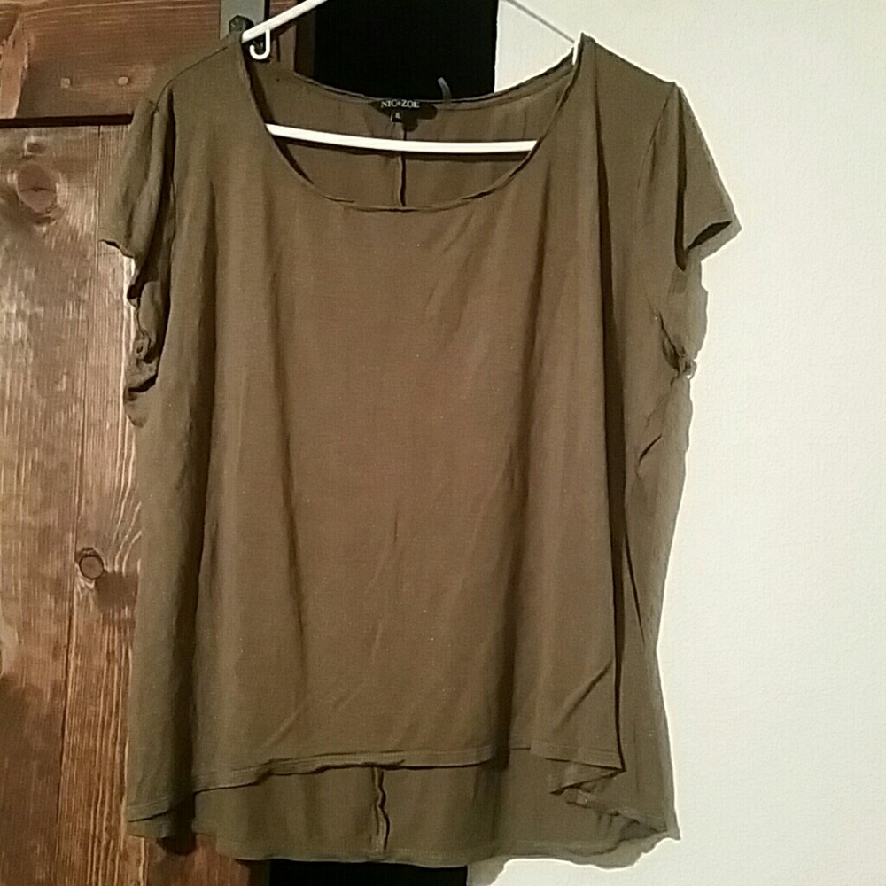 Shimmery olive top