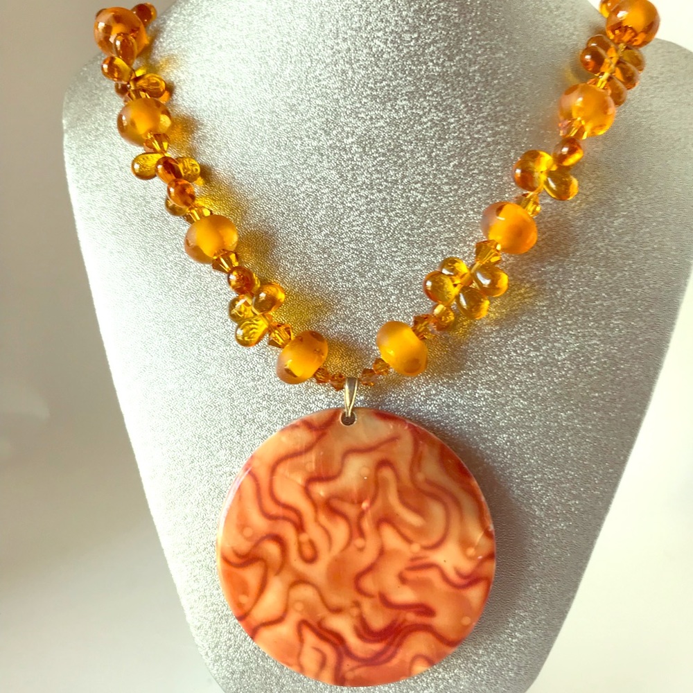 Handmade shell pendant necklace