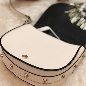 Crossbody white studded purse
