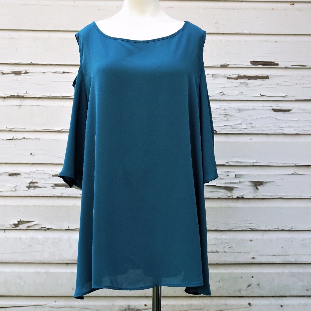 Espressa Teal Blue 3/4 Sleeve Blouse Plus Size 3XL