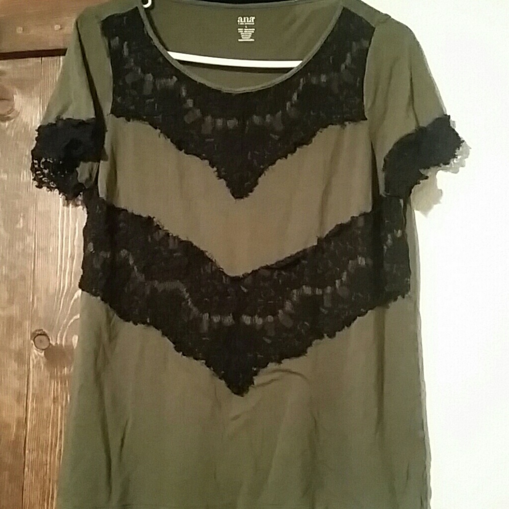 Olive and lace top