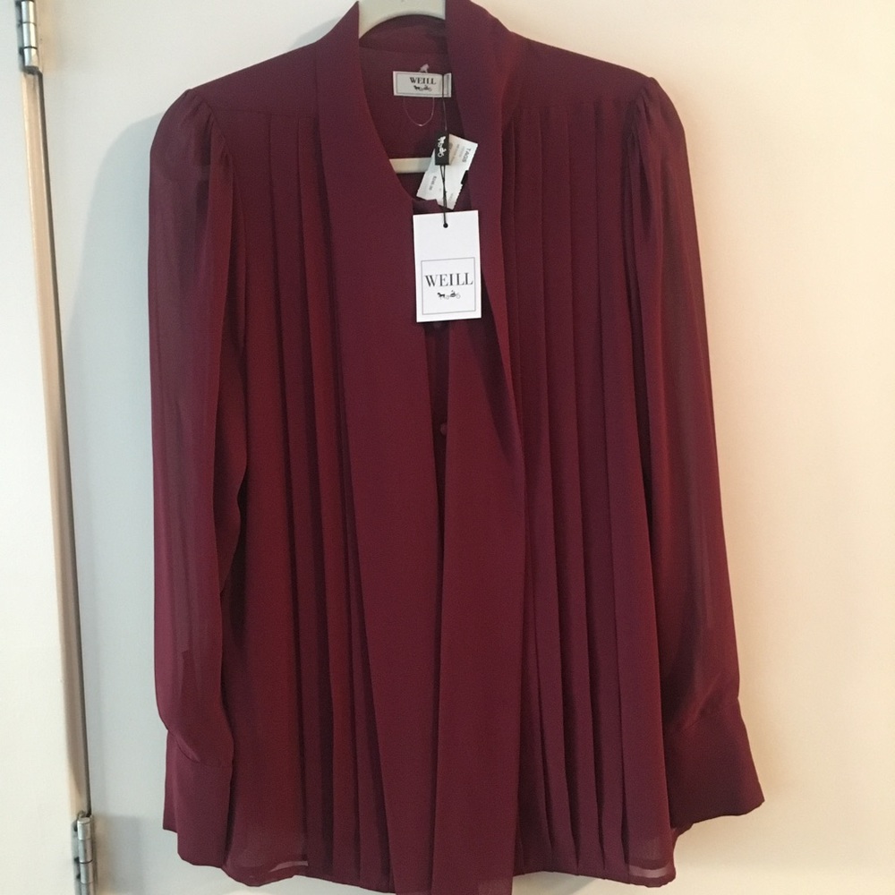 ✨UK Weill✨Long Sleeve Blouse Bourdeaux SZ 10