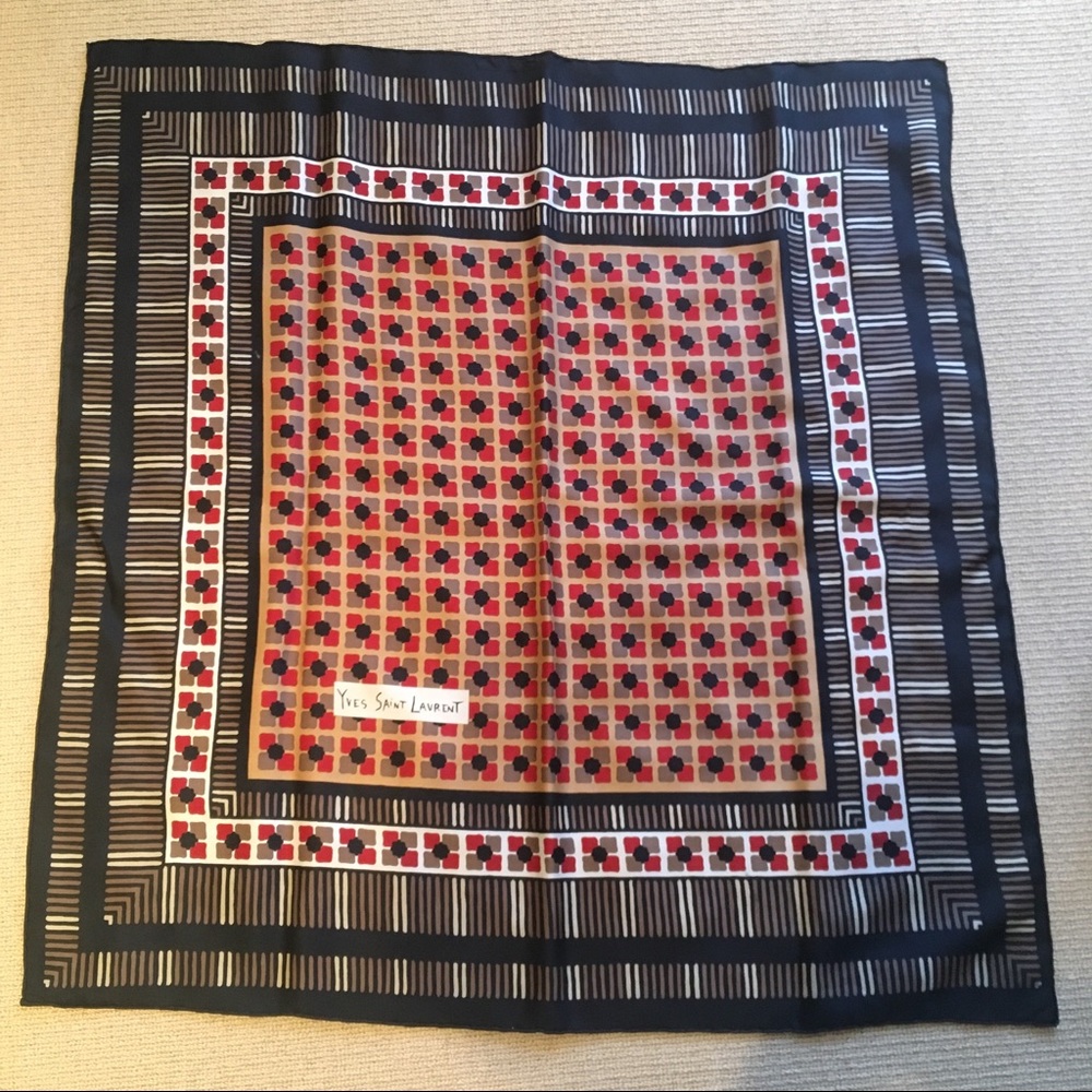 Yves Saint Laurent 100% silk printed scarf