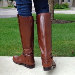 Tory Burch riding boots saddle