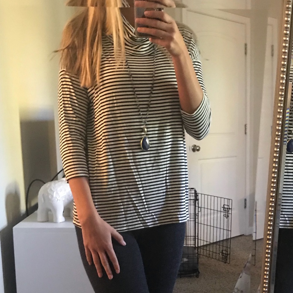 Striped Cowl Neck Sweater
