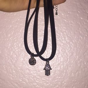 Black suede pendant chocker, bundle of 2