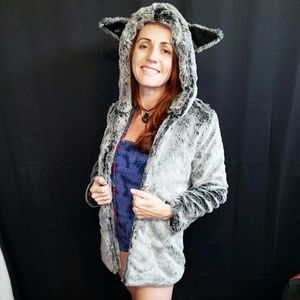 Gray Jacket with Hood and Ears