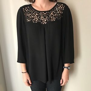 Beautiful black Anthropologie blouse w/lace design