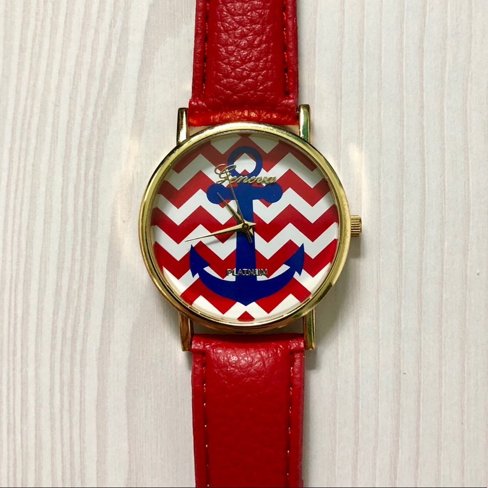 Nautical Red & Blue Anchor Watch