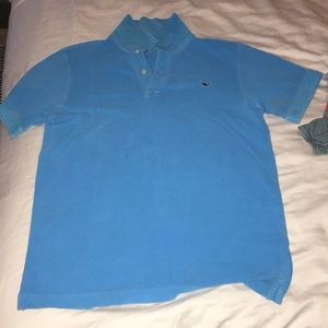 Vineyard Vines boys aqua blue pique polo
