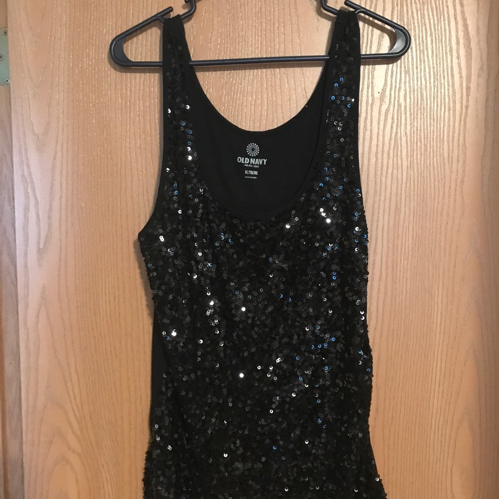 Black sequin front tank