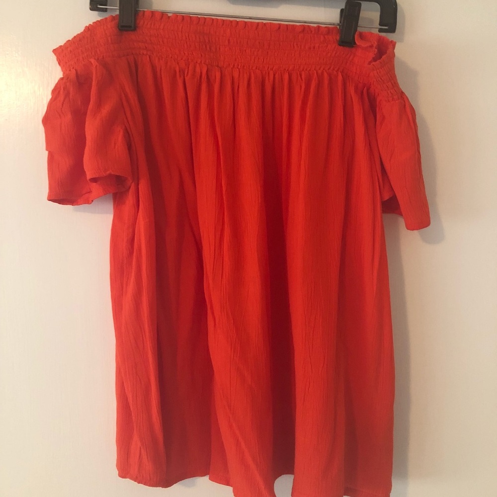 Off the shoulder red top