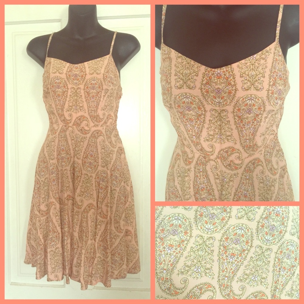 Sweet Spaghetti Strap Paisley MIDI Dress