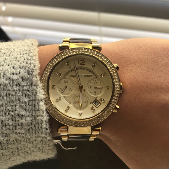Gold & Tortoise Michael Kors Watch - Picture 1 of 5