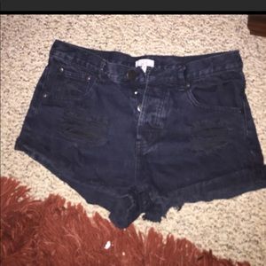 TOBI black high waisted distressed shorts