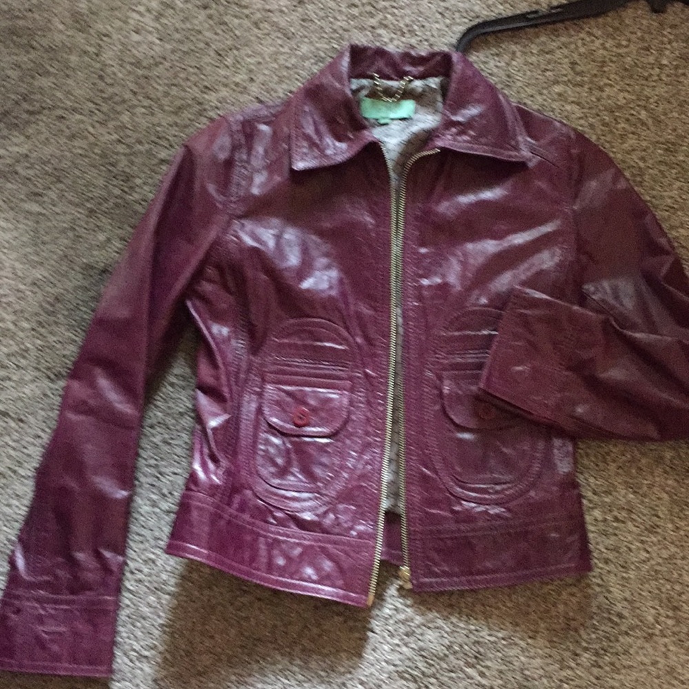 Doma 100% plum leather jacket