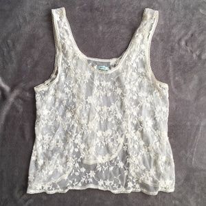 Kimchi Blue Floral Lace Crochet Crop Top