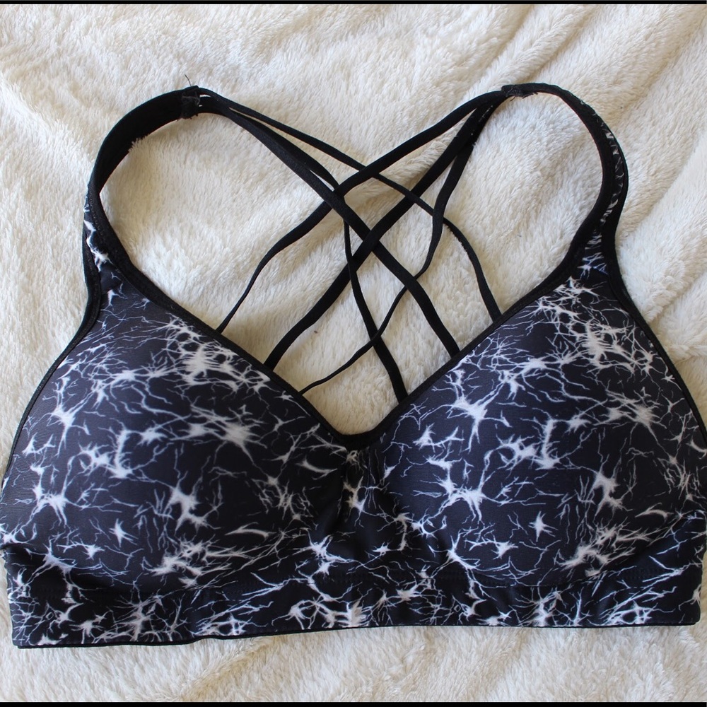Black Marble Sports Bra