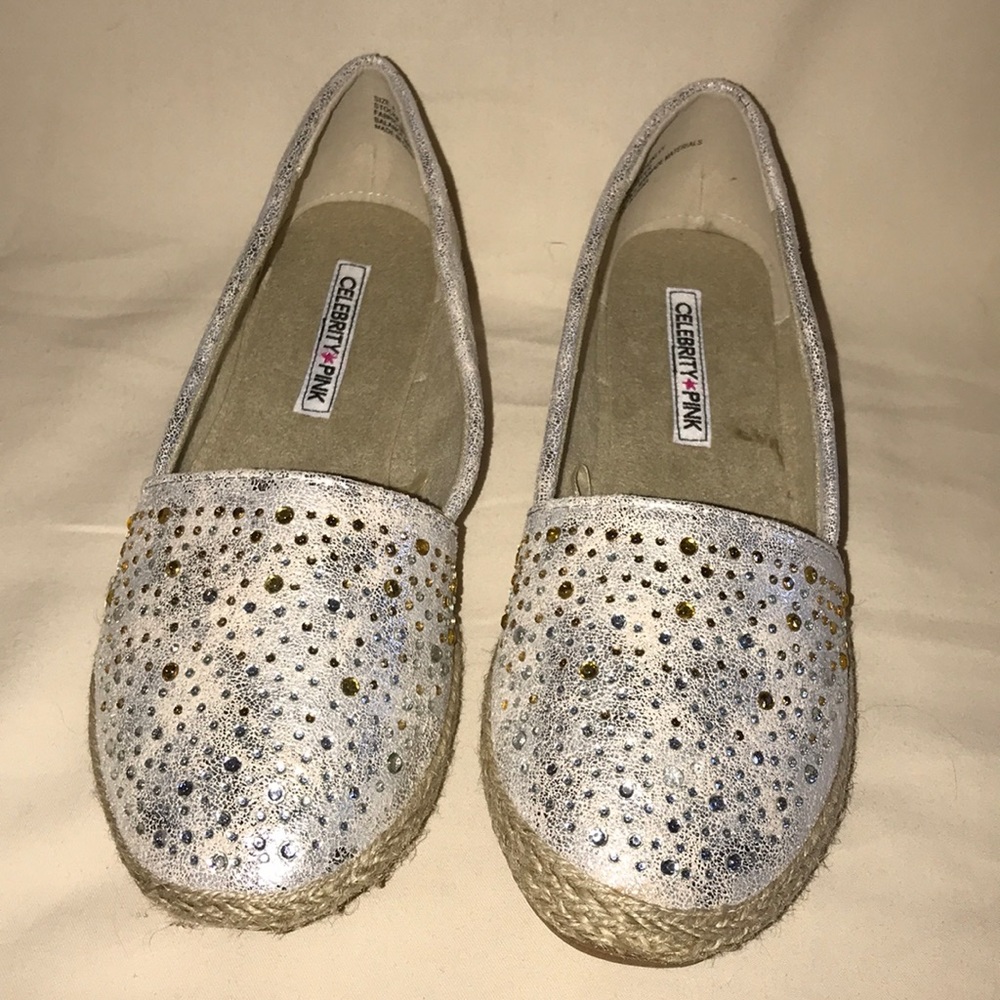 Celebrity Pink Silver and Gold Loafers. NEW