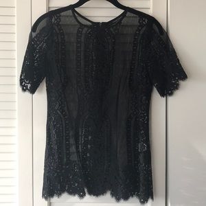 Nanette Lepore Sheer Lace Short Sleeve Top 4