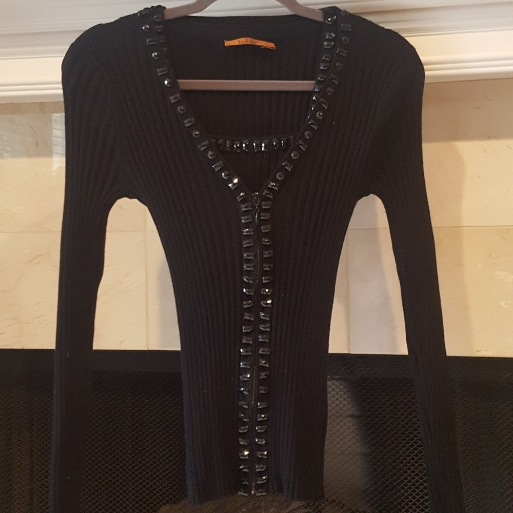 Black Jeweled Jacket & Tank Set